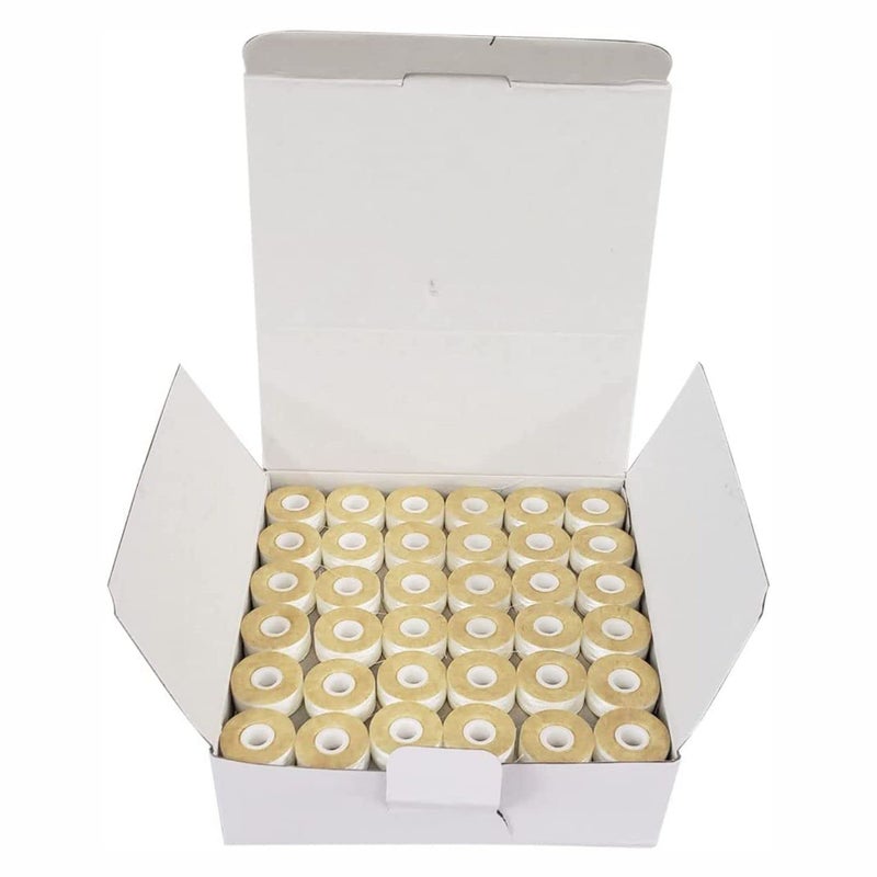 Superpunch Superb Pre-Wound Bobbins White Style L (Small) Polyester Pre-Wound Bobbins Thread, Box of 144 - Image 1